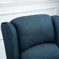 HOMCOM Wingback Heated Vibrating Accent Sofa, Vintage Upholstered Massage Recliner Chair Push-back with Remote Controller, Blue(m-11)