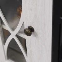 HOMCOM Electric Fireplace TV Stand for 50", Media Console Center Cabinet with 2 Shelves and 2 Cabinets with Adjustable Shelves for Corner, Distressed White(m-9)