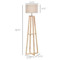 HOMCOM Modern Floor Lamp, Standing Lamp with Drum Lampshade, Foot Switch for Living Room, Bedroom, Office(m-3)