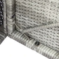 Outsunny 4pcs Wicker Outdoor Patio Furniture Set with Sofa and 2 Chairs, Rattan Conversation Sets with Soft Cushions, 1 Tempered Glass Table-Top Center Coffee Table for Backyard, Garden, Light Grey(m-9)