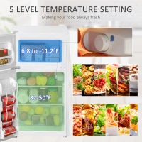 HOMCOM Mini Fridge 3.2 Cu.Ft with Freezer, Adjustable Shelf, Compact Refrigerator for Dorm, Office, White(m-7)