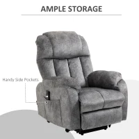 HOMCOM Power Lift Chair, Electric Recliner for the Elderly, Compact Living Room Chair with Side Pocket & Remote Control, Gray(m-6)