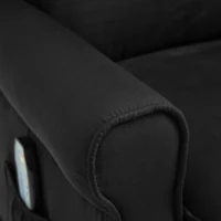 HOMCOM Vibration Massage Recliner Chair for Living Room with Heat,  Wingback Single Sofa, Modern Suede Fabric Push Back Reclining Chair with Footrest, Side Pocket, Black(m-15)