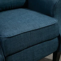 HOMCOM Wingback Heated Vibrating Accent Sofa, Vintage Upholstered Massage Recliner Chair Push-back with Remote Controller, Blue(m-12)