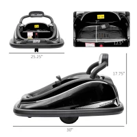 Aosom 12V Kids Bumper Car Twins Motor with Parent Remote Control, Safety Belt, Lights, 360° Rotation, Black(m-3)