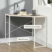 HOMCOM Modern White Corner Computer Desk, Space-Saving Steel Frame Design for Home Office, Study Room(m-5)
