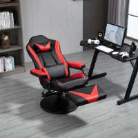 HOMCOM Gaming Recliner, Racing Style Video Gaming Chair with Adjustable Backrest and Footrest, High Back 360 Degree Swivel Computer Chair with Lumbar Support and Headrest, Red(m-7)