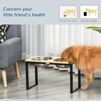 PawHut Elevated Dog Bowls with Stand, Raised Dog Feeder for Large Sized Dogs, Natural(m-5)