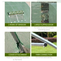 Outsunny 13' x 10' x 7' Large Walk-in Tunnel Greenhouse, Portable Garden Planting Hot House with PE Cover, Green(m-6)