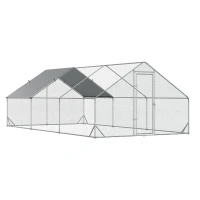 PawHut 10' x 20' x 6.5' Chicken Coop Cage, Outdoor Hen House w/Cover & Lockable Door(m-1)