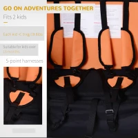 Aosom 2-Seat Kids Bicycle Trailer 55lbs Steel w/ Water Resistant Carrier Windows - Black and Orange(m-4)