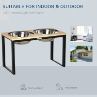 PawHut Elevated Dog Bowls with Stand, Raised Dog Feeder for Large Sized Dogs, Natural(m-6)