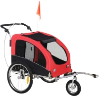 Aosom Elite II 2-in-1 Pet Dog Bike Trailer Jogger with Suspension, Red(m-1)