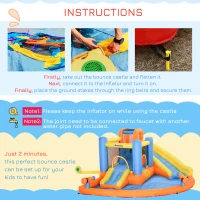 Outsunny 5-in-1 Kids Inflatable Bounce House Jumping Castle with Water Pool, Slide, Climbing Walls & 2 Water Guns(m-6)