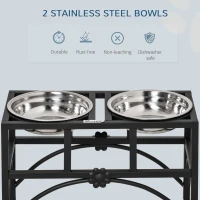 PawHut 17" Double Stainless Steel Heavy Duty Dog Food Bowl Elevated Pet Feeding Station(m-4)