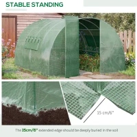 Outsunny 13' x 10' x 7' Large Walk-in Tunnel Greenhouse, Portable Garden Planting Hot House with PE Cover, Green(m-5)
