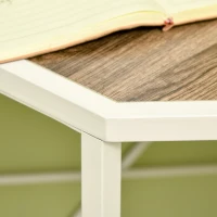 HOMCOM Modern White Corner Computer Desk, Space-Saving Steel Frame Design for Home Office, Study Room(m-10)