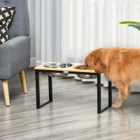 PawHut Elevated Dog Bowls with Stand, Raised Dog Feeder for Large Sized Dogs, Natural(m-2)