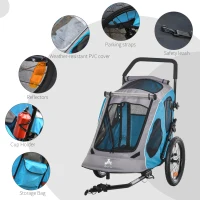 Aosom Pet Stroller Foldable with Mesh Windows Brakes and Cup Holder for Small Dogs(m-9)