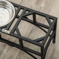 PawHut 17" Double Stainless Steel Heavy Duty Dog Food Bowl Elevated Pet Feeding Station(m-8)