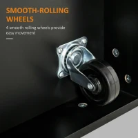 HOMCOM Farmhouse Mobile Kitchen Island Utility Cart on Wheels with Barn Door Style Cabinets, Drawers - Black(m-5)