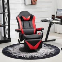 HOMCOM Gaming Recliner, Racing Style Video Gaming Chair with Adjustable Backrest and Footrest, High Back 360 Degree Swivel Computer Chair with Lumbar Support and Headrest, Red(m-2)