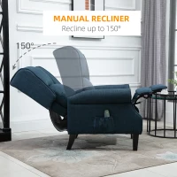 HOMCOM Wingback Heated Vibrating Accent Sofa, Vintage Upholstered Massage Recliner Chair Push-back with Remote Controller, Blue(m-6)