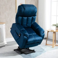 HOMCOM Power Lift Chair, Electric Recliner for the Elderly, Compact Living Room Chair with Side Pocket & Remote Control, Blue(m-2)