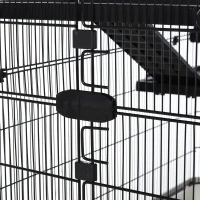 PawHut 43" Small Animal Cage with Wheels, 4-Level Portable Bunny Cage, Chinchilla Ferret Cage with Removable Tray, Platform and Ramp(m-9)