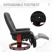 HOMCOM Faux  Leather lounge chair with footrest and armrest, Manual Swivel Recliner for living room, Black(m-5)