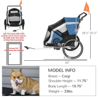Aosom 2-in-1 Travel Dog Stroller, Small Pet Bicycle Cart Carrier with Safety Leash, and Easy Fold Design, Dark Blue(m-3)