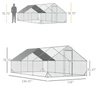 PawHut 10' x 20' x 6.5' Chicken Coop Cage, Outdoor Hen House w/Cover & Lockable Door(m-3)