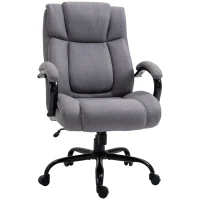 Vinsetto Big and Tall Executive Office Chair, Ergonomic Heavy-Duty High Back Computer Desk Chair 484lbs with Wide Seat,  Linen Fabric, Adjustable Height, Swivel Wheels, Light Gray(m-1)