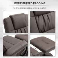 HOMCOM Massaging Faux Leather Recliner Chair and Ottoman Set, Swivel Vibration Massage Lounge Chair with Remote Control for Living Room, Bedroom, or Office, Brown(m-5)