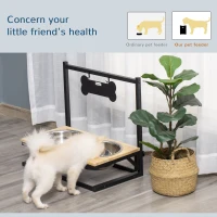 PawHut Elevated Dog Bowls Feeder with Stainless Steel Set, Twin Raised Adjustable Pet Food Platform for Medium, Large Dogs, Natural(m-6)