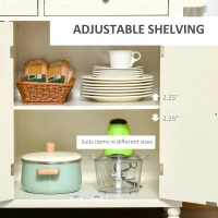 HOMCOM Vintage Kitchen Island with 3-Tier Open Shelving, Storage Cabinet with Drawers & Wood Legs, Adjustable Shelf for Living Room, Coffee Bar, White(m-5)