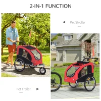 Aosom Elite II 2-in-1 Pet Dog Bike Trailer Jogger with Suspension, Red(m-6)