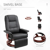 HOMCOM Faux  Leather lounge chair with footrest and armrest, Manual Swivel Recliner for living room, Black(m-7)