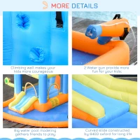 Outsunny 5-in-1 Kids Inflatable Bounce House Jumping Castle with Water Pool, Slide, Climbing Walls & 2 Water Guns(m-7)