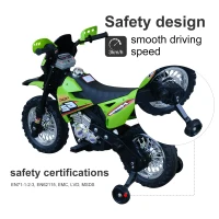 Aosom Cruising Kids Dirt Bike Electric Motorcycle with Charging 6V Battery, Real Driving Sounds, Built-In Music, Green(m-6)