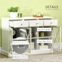 HOMCOM Farmhouse Style Kitchen Sideboard Serving Buffet Storage Cabinet w/ 3 Drawers(m-6)
