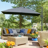 Outsunny 10x10ft Cantilever Umbrella Rotatable Square Top Market Parasol with 4 Adjustable Angle for Backyard Patio Outdoor Area Dark Grey(m-1)