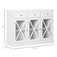 HOMCOM Farmhouse Style Kitchen Sideboard Serving Buffet Storage Cabinet w/ 3 Drawers(m-3)