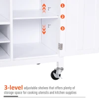 HOMCOM Kitchen Island Utility Cart on Wheels with Large Counter, 2 Spacious Drawers & Storage Cabinets, & Wine Storage(m-6)