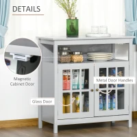 HOMCOM Sideboard Buffet Cabinet with Open Shelf, Glass Doors and Adjustable Shelf, Accent Cabinet for Kitchen, Living Room, Gray(m-7)