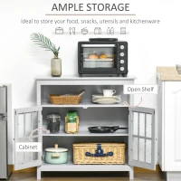 HOMCOM Sideboard Buffet Cabinet with Open Shelf, Glass Doors and Adjustable Shelf, Accent Cabinet for Kitchen, Living Room, Gray(m-4)