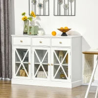 HOMCOM Farmhouse Style Kitchen Sideboard Serving Buffet Storage Cabinet w/ 3 Drawers(m-2)