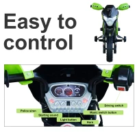 Aosom Cruising Kids Dirt Bike Electric Motorcycle with Charging 6V Battery, Real Driving Sounds, Built-In Music, Green(m-4)