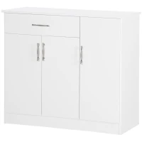 HOMCOM Modern Kitchen Sideboard, Buffet Table with Drawer, Double Door Cabinet and Adjustable Shelves, White(m-9)