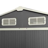 Outsunny 6.3' x 3.6' x 6' Garden Storage Shed Outdoor Patio Yard Metal Tool Storage House w Double Doors Grey(m-9)
